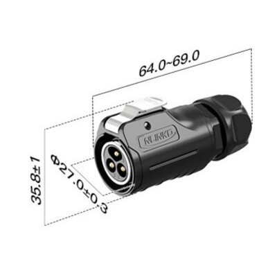 LP-20-C03PE-03-001A 3-Pin Waterproof Connector - Male - 2