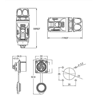 LP-24-J19PP-01-001 19-Pin Waterproof Connector - Female - 2