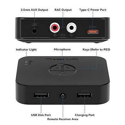 M2R Bluetooth 6.0 Kablosuz Ses Alıcısı - 2