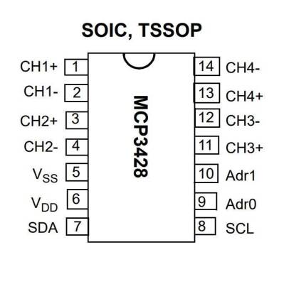 MCP3428T-E/SL SOIC-14 Smd ADC Entegre - 2