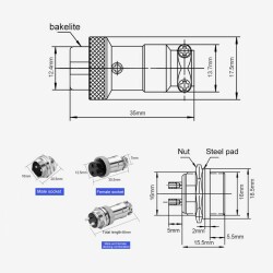 Mike Connector 3-Pin 16mm - Female - 2
