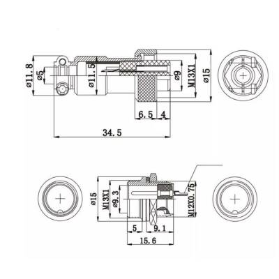 Mike Connector 4-Pin 12mm - Female - 2