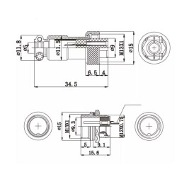 Mike Konnektör 3-Pin 12mm - Erkek - 2