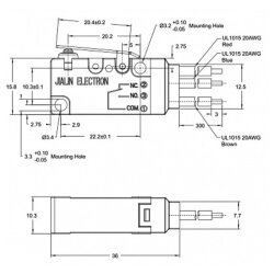 MT3-BAA300L84-GA300 SPDT NO+NC 3-Pin Waterproof Wired Micro Switch - 2