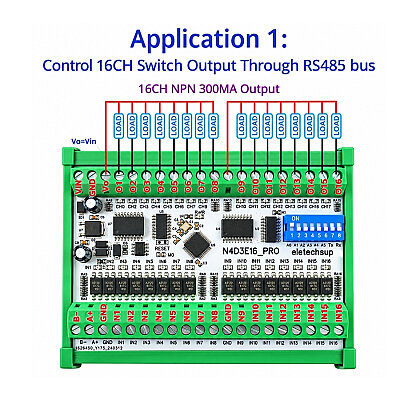 N4D3E16 16-Channel Bidirectional Digital I/O RS485 Modbus RTU Module - 3