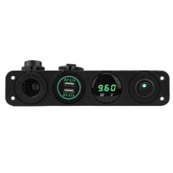 ON-OFF Green Dot Switch 2x5V USB Cigarette Lighter and Voltage Indicator Marine Panel