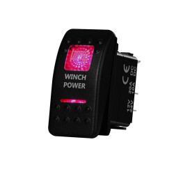 ON-OFF Red Light Switch 5-Pin 12V-24V - Winch Power