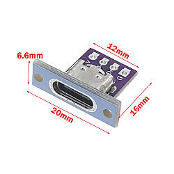 Panel-Mount USB Type-C Female Chassis Connector (4-Pin) - White - 2