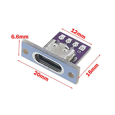 Panel-Mount USB Type-C Female Chassis Connector (4-Pin) - White - 2