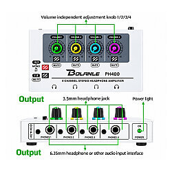 PH400 4-Channel Stereo/Mono Portable Headphone Amplifier - 2