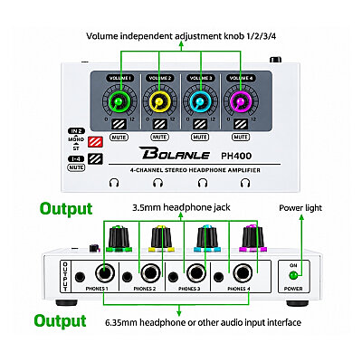 PH400 4-Channel Stereo/Mono Portable Headphone Amplifier - 2