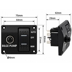 PN-AB2 3-Position Auto-OFF-Manual Bilge Pump Switch Panel - 2