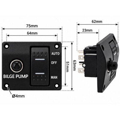 PN-AB2 3-Position Auto-OFF-Manual Bilge Pump Switch Panel - 2