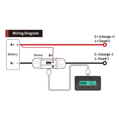 PZEM-033 8-120V Pil Voltaj Kapasite Göstergesi + 50A Şönt + 1m USB Kablo - 3