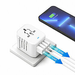 QL-212PQ Universal Çok Fonksiyonlu Seyahat Adaptörü 2x 18W QC + 2x 20W PD - Beyaz - 2