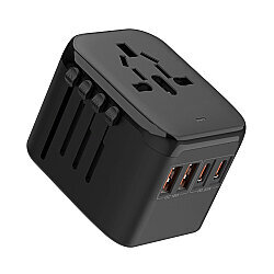 QL-212PQ Universal Çok Fonksiyonlu Seyahat Adaptörü 2x 18W QC +  2x 20W PD - Siyah - 4