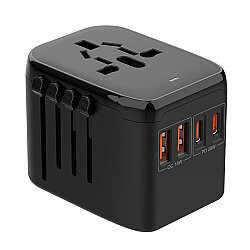 QL-212PQ Universal Multifunctional Travel Adapter 2x 18W QC + 2x 20W PD - Black