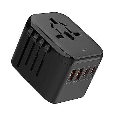 QL-212PQ Universal Multifunctional Travel Adapter 2x 18W QC + 2x 20W PD - Black - 4