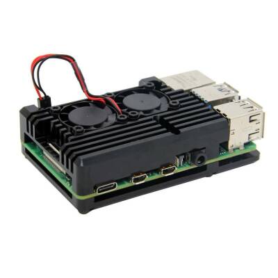 Raspberry Pi 4 Aluminum Cooler Case - Dual Fans - 1