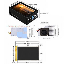 Raspberry Pi 5 3.5-inch 320x480 Display and Case - Active Cooler Included - 4