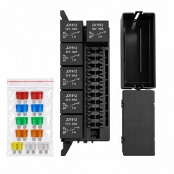 RB-R6F11 11-Way Automotive Relay and Fuse Box - Includes 6 Relays + 11 Fuses