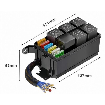 RB-R6F6-RF-W1 6-Yollu Kablolu Otomotiv Röle ve Sigorta Kutusu - 6 Röle + 6 Sigorta Dahil - 2