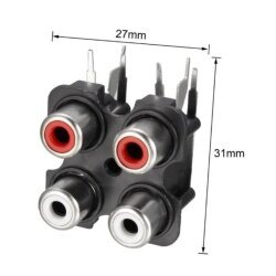 RC14 3.5mm İkili Stereo RCA Jack Dişi - PCB Tip - 3