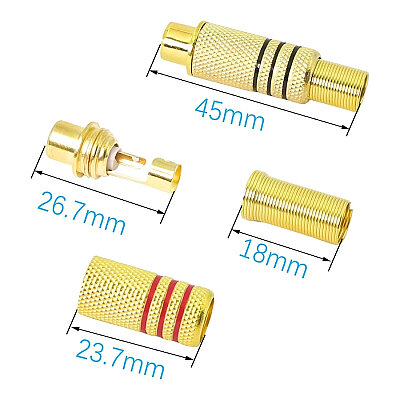 RCA Metal Female Connector - Red - 2