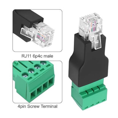 RJ11 6P4C Erkek - 4 Pin Vidalı Terminal Dönüştürücü Adaptör - 4