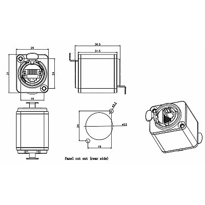 RJ45-24 Compact Female-to-Female Coupler - 2