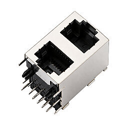 RJ45 2'li 8P8C 90C Dişi Ethernet Konnektörü - PCB Tipi