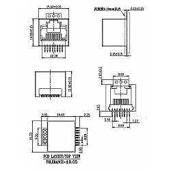 RJ45-52-35 8P8C SMT Female Ethernet Connector - 3