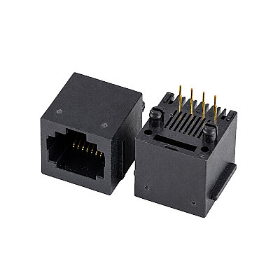 RJ45-5222 8P8C 180° Female Plastic Ethernet Connector - PCB Type - 2