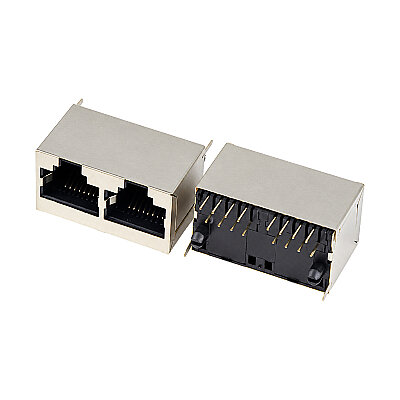RJ45-5224 2'li 8P8C 180C Dişi Ethernet Konnektörü - PCB Tipi - 2
