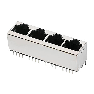 RJ45-5224 4'lü 8P8C 180C Dişi Ethernet Konnektörü - PCB Tipi - 1