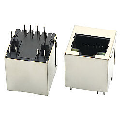RJ45-5224 8P8C 180° Female Ethernet Connector with LED - PCB Mount - 2