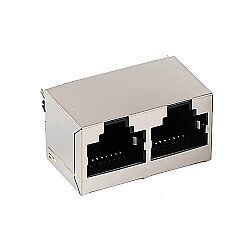 RJ45-5224 Dual 8P8C 180° Female Ethernet Connector - PCB Type - 1