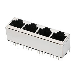 RJ45-5224 Quad (4-Port) 8P8C 180° Female Ethernet Connector - PCB Type