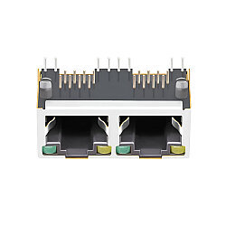 RJ45-5603 2'li 8P8C 90C Işıklı Dişi Ethernet Konnektörü - PCB Tipi - 2