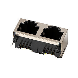 RJ45-5603 Dual 8P8C 90° Female Ethernet Connector - PCB Mount - 1