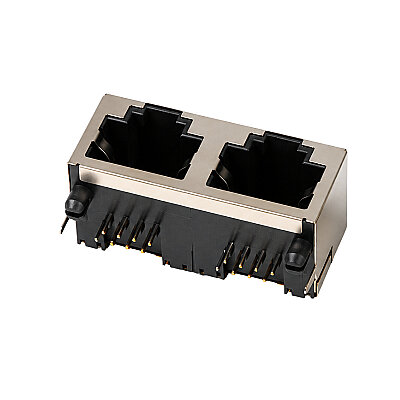 RJ45-5603 Dual 8P8C 90° Female Ethernet Connector - PCB Mount - 1