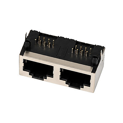 RJ45-5603 Dual 8P8C 90° Female Ethernet Connector - PCB Mount - 2