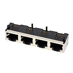 RJ45-5603 Quad (4-Port) 8P8C 90° Female Ethernet Connector - PCB Mount - 1