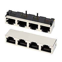 RJ45-5603 Quad (4-Port) 8P8C 90° Female Ethernet Connector - PCB Mount - 2
