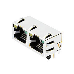 RJ45-5603T 2'li 8P8C 90C Işıklı Dişi Ethernet Konnektörü - PCB Tipi