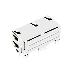 RJ45-5603T Dual 8P8C 90° Female Ethernet Connector with LEDs - PCB Mount - 3