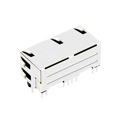 RJ45-5603T Dual 8P8C 90° Female Ethernet Connector with LEDs - PCB Mount - 3