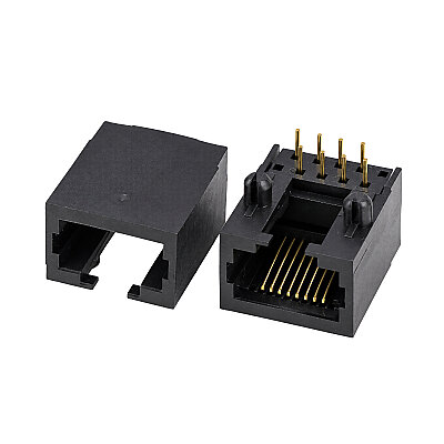RJ45-5801B 10P8C 90° Female Plastic Ethernet Connector - PCB Type - 2