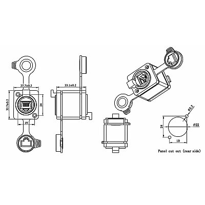 RJ45-63 Compact Female-to-Female Coupler - Waterproof - 2