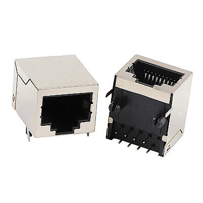 RJ45 8P8C 90° 18mm Female Ethernet Connector - PCB Type - 2